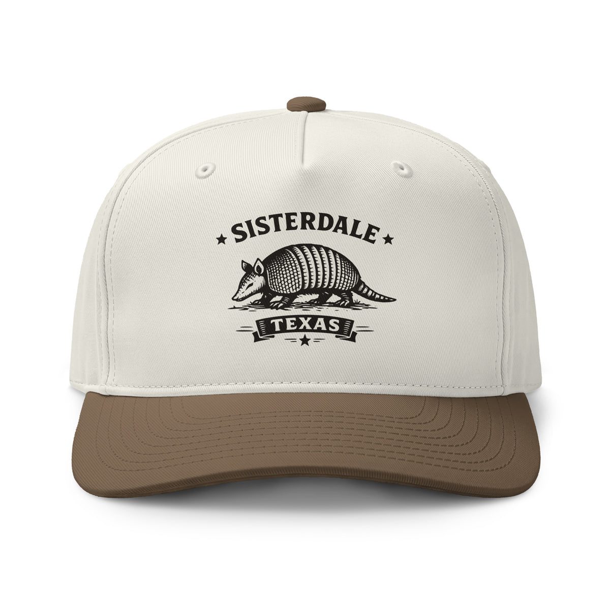 Sisterdale Dillo Snapback Cap in Natural and Walnut, front view