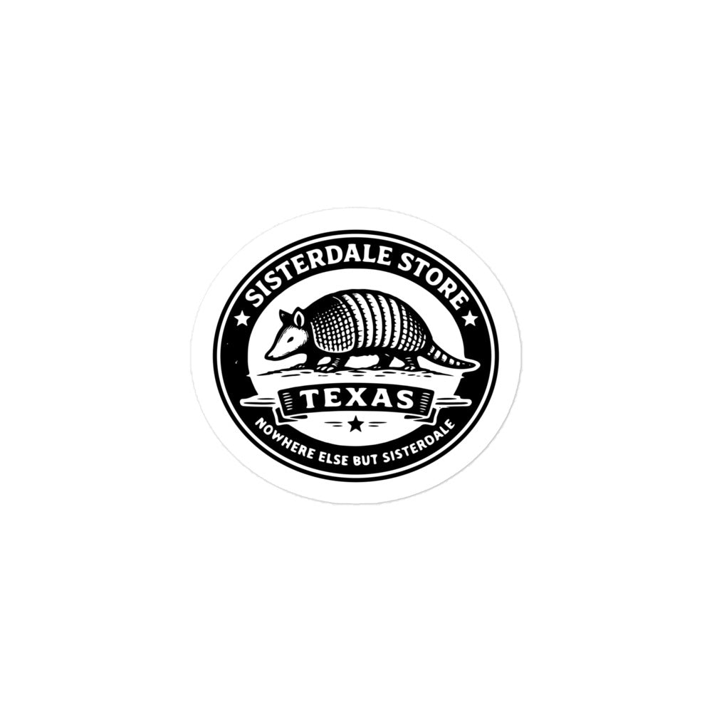 Sisterdale Store car window sticker, 3 by 3 inches
