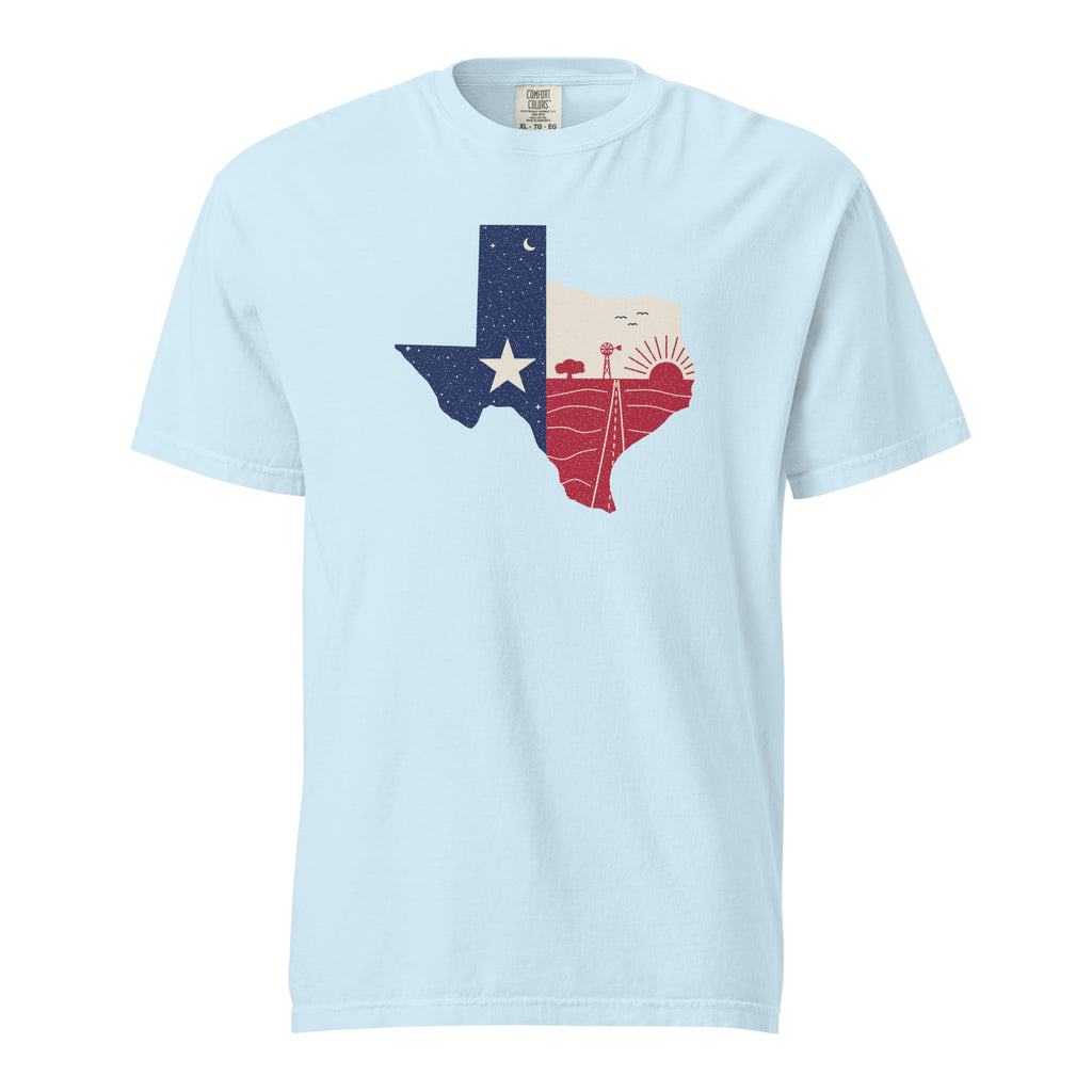 Lone Star Flag Texas T-Shirt in Chambray