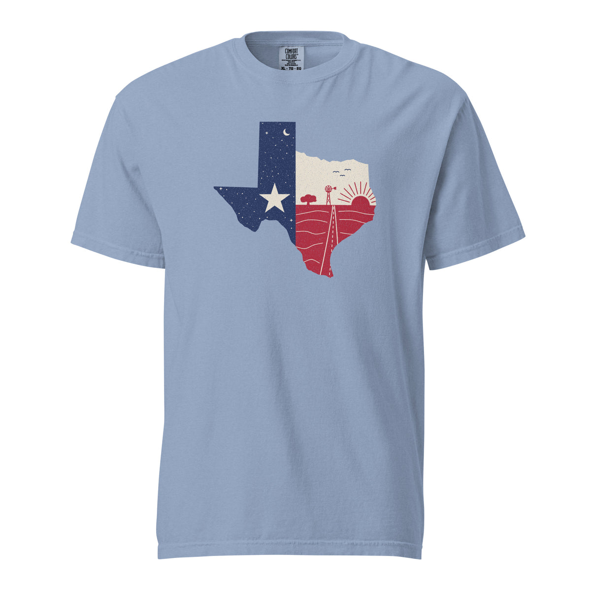 Lone Star Flag Texas T-Shirt in Washed Denim