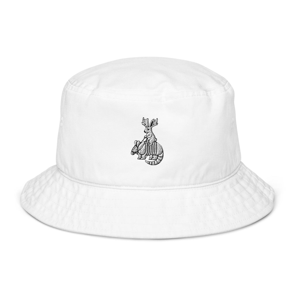 Sisterdale Jackalope Bucket Hat in Bio White, front view