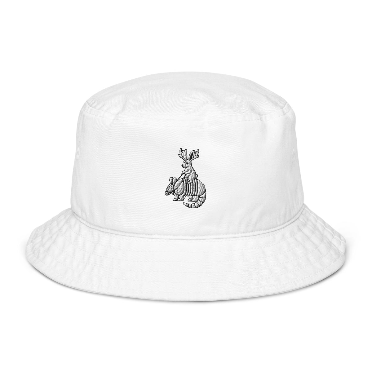 Sisterdale Jackalope Bucket Hat in Bio White, front view