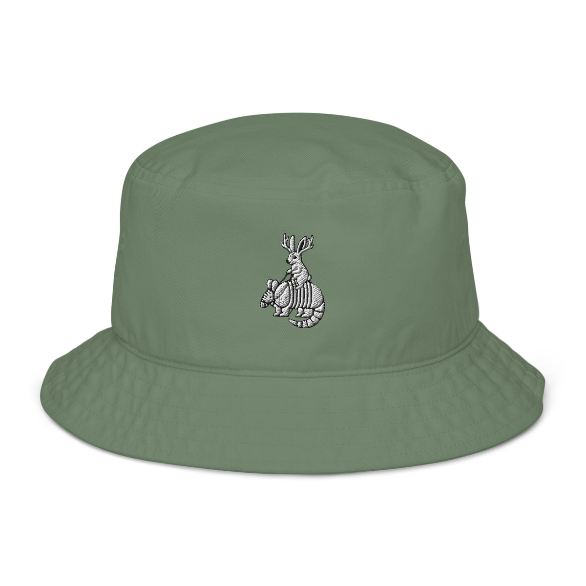 Sisterdale Jackalope Bucket Hat in Dill, front view