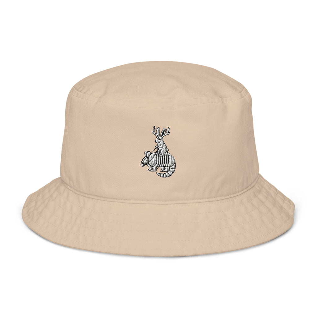 Sisterdale Jackalope Bucket Hat in Stone, front view