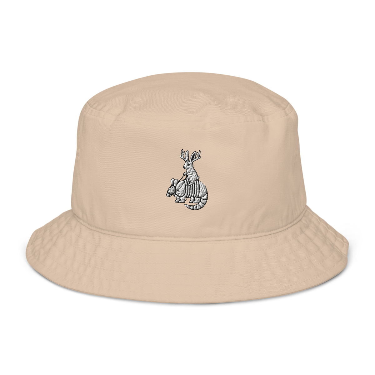 Sisterdale Jackalope Bucket Hat in Stone, front view