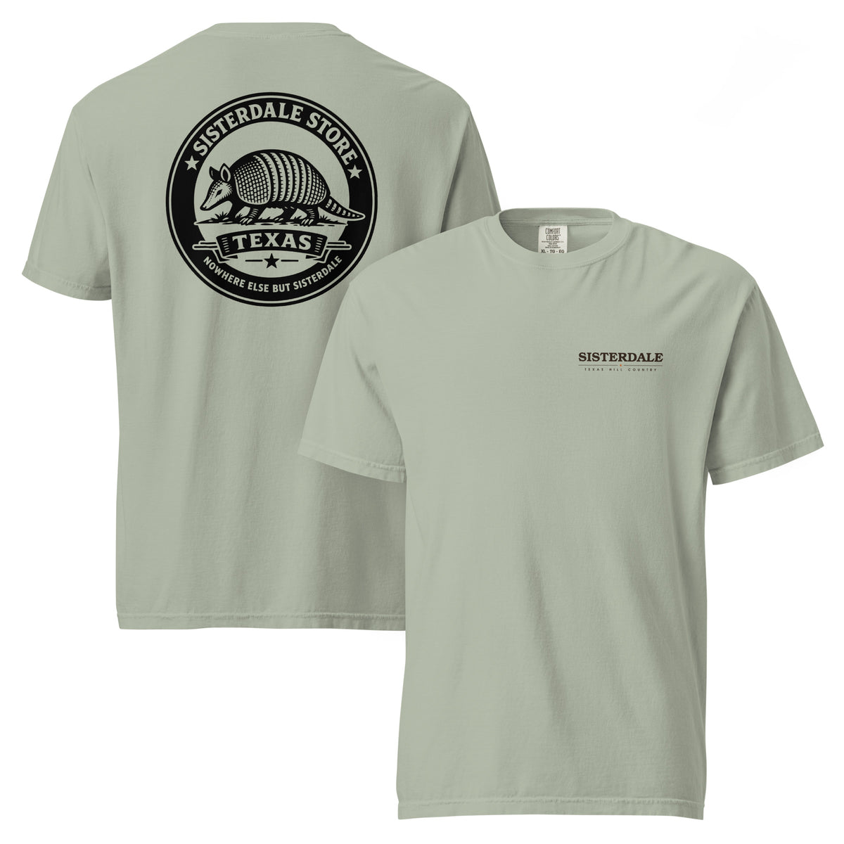 Sisterdale Store T-Shirt in Bay, front and back view