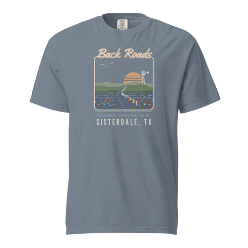 Back Roads T-Shirt in Blue Jean, front view