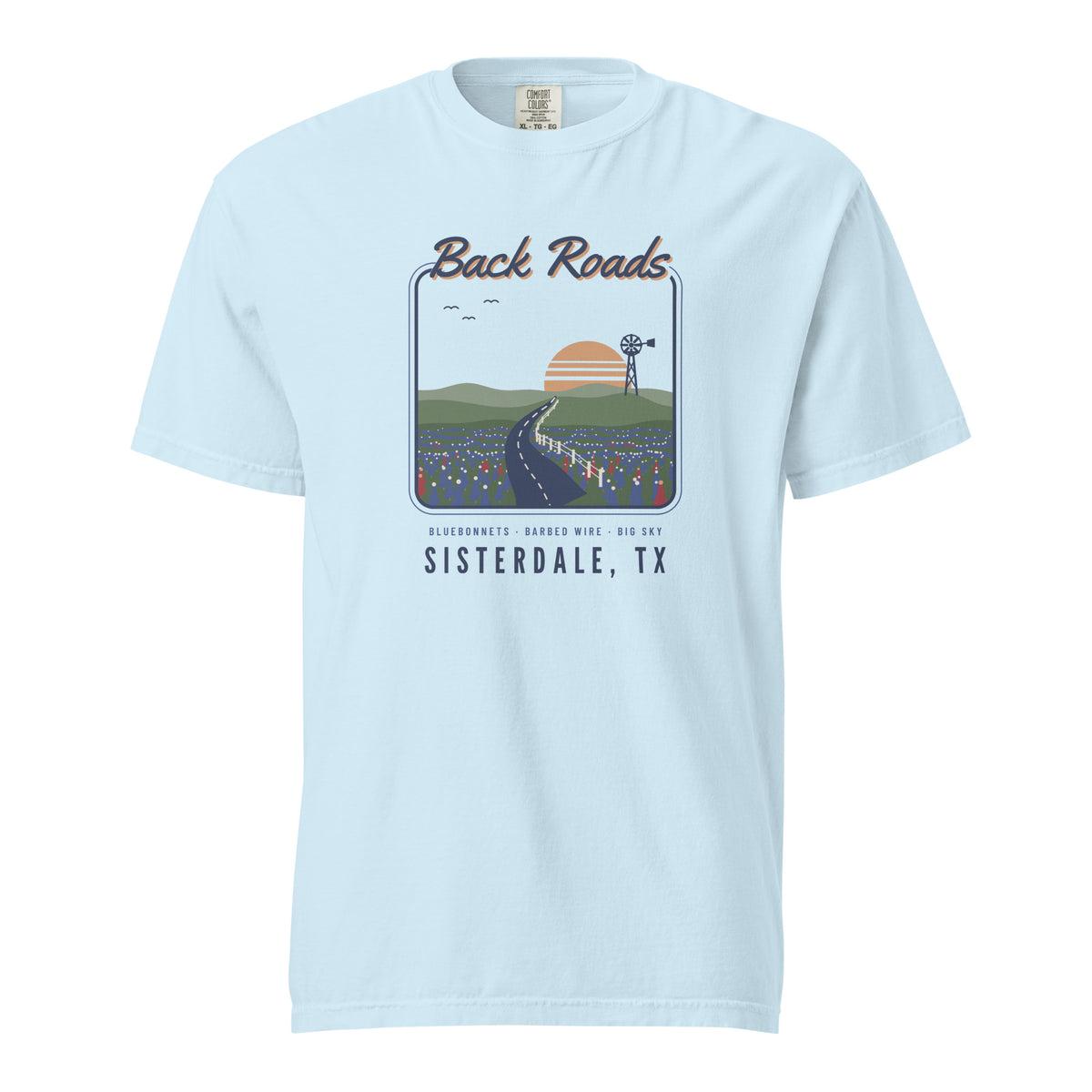 Back Roads T-Shirt in Chambray, front view