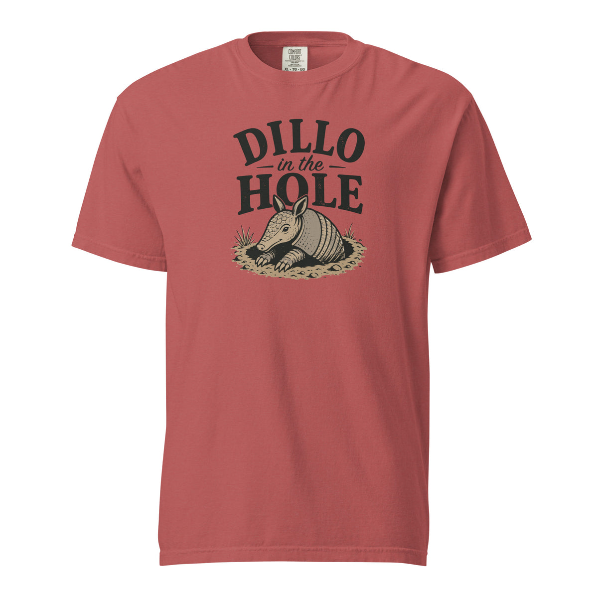 Dillo in the Hole T-Shirt in Crimson, front view