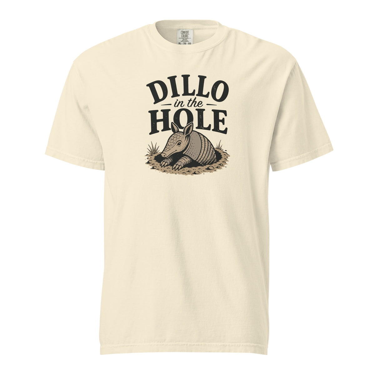 Dillo in the Hole T-Shirt in Ivory, front view