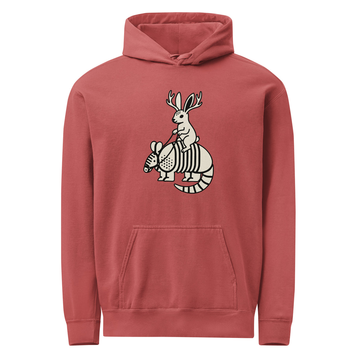 Sisterdale Jackalope Hoodie in Crimson, front view