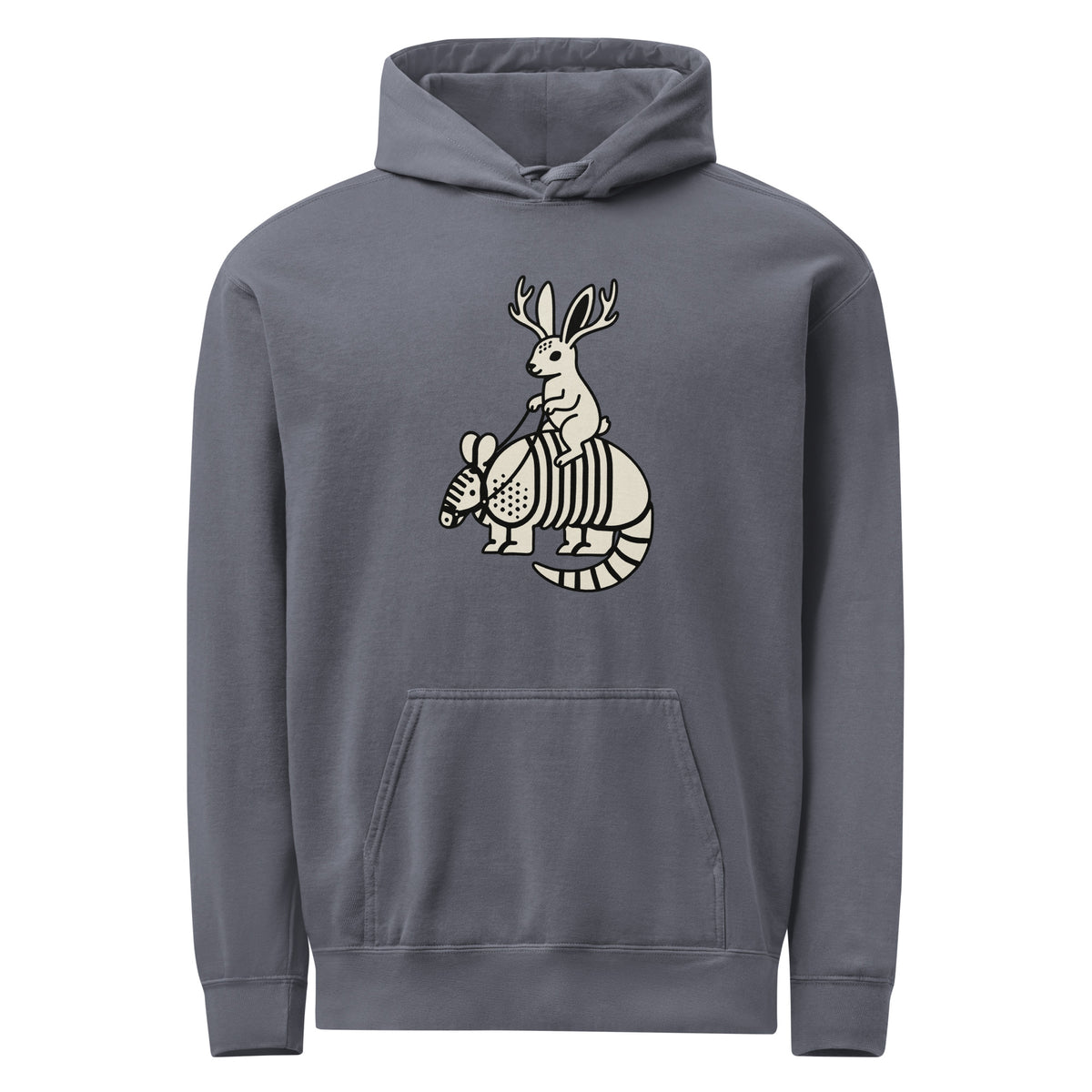 Sisterdale Jackalope Hoodie in Denim, front view