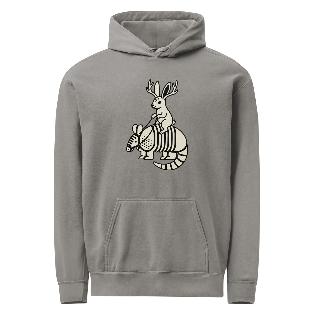 Sisterdale Jackalope Hoodie in Grey, front view