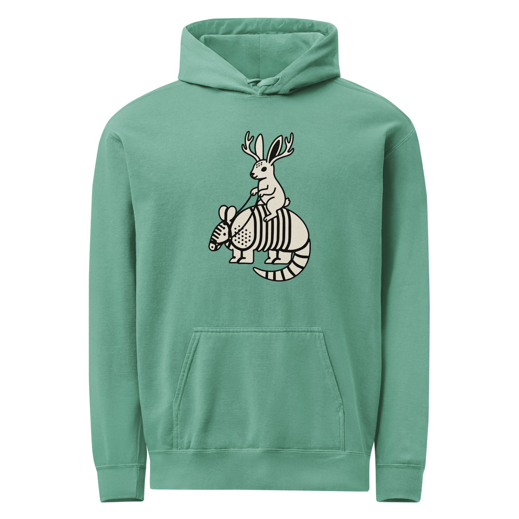 Sisterdale Jackalope Hoodie in Seafoam, front view